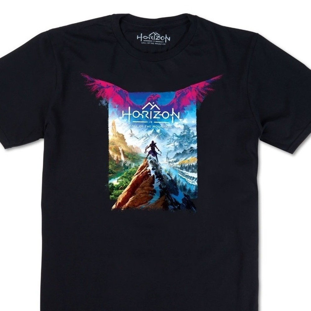Playstation Horizon Call of the Mountain Key Art Tee Men/Unisex 2XL Black Gamer